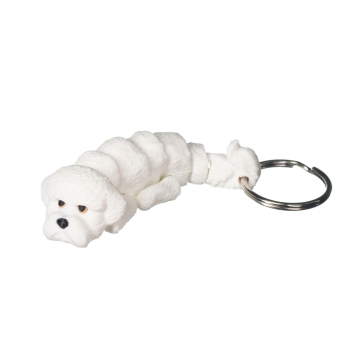 Brelok 3D Bichon biały – brelok do kluczy pies, druk 3D